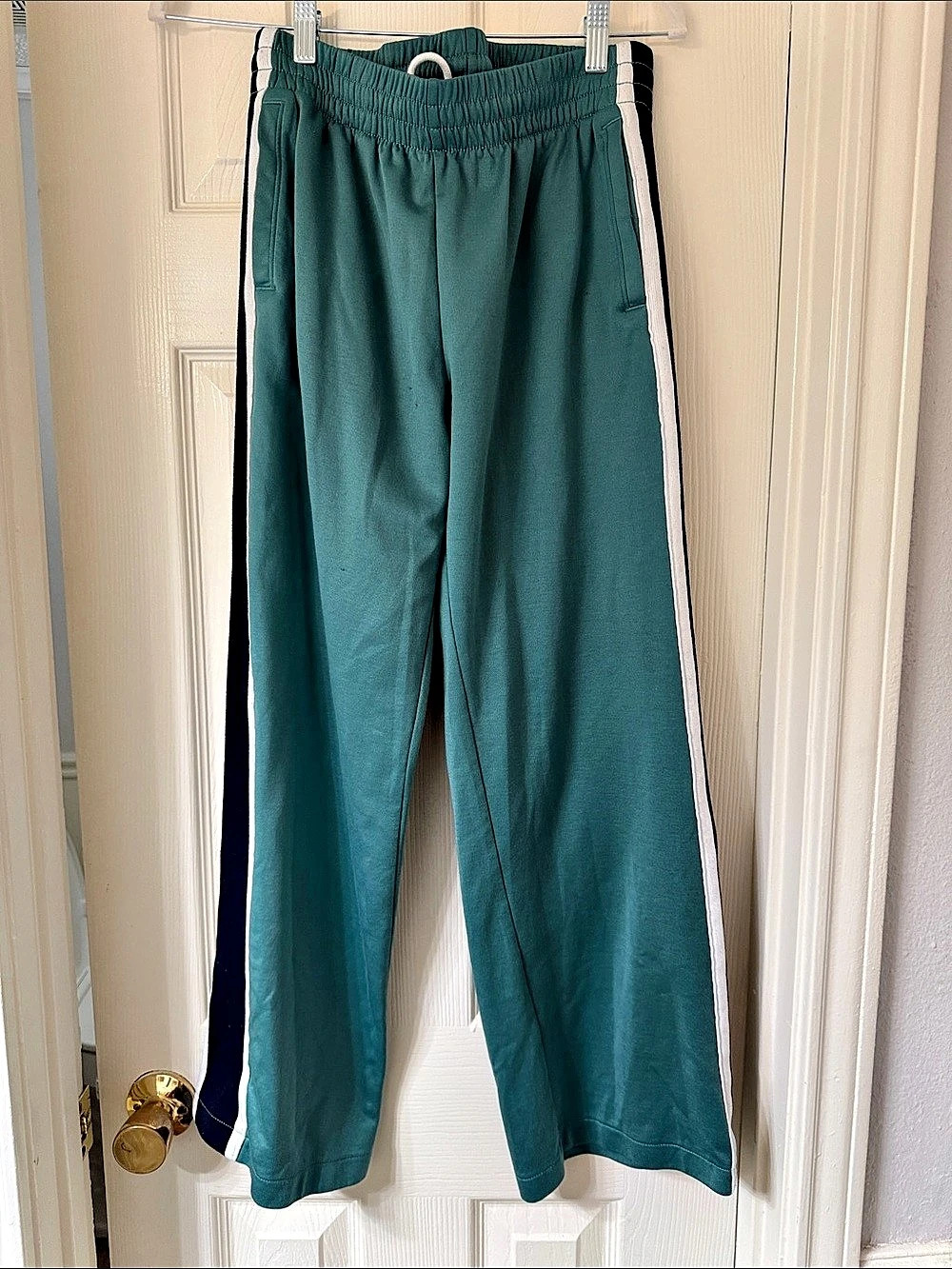 Abercrombie & Fitch Color Block Track Pants in Green & Black Size Small Like New